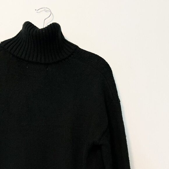 Ann Taylor LOFT Black White Stripe Long Sleeve Turtle Neck Wool Blend Sweater - Picture 5 of 6